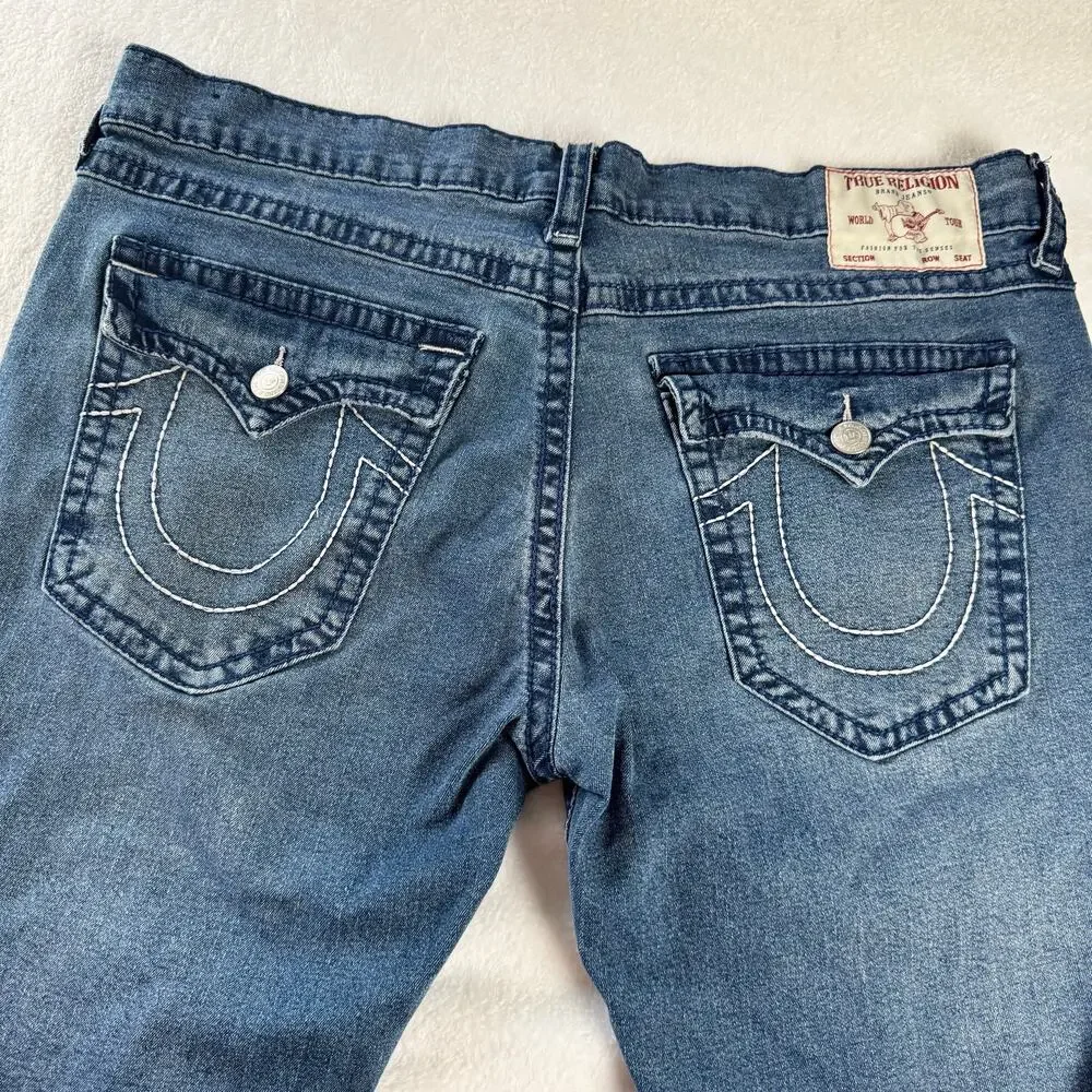 True Religion Geno Relaxed Slim Flap Pocket Jeans Men’s 40 Blue Stretch Denim
